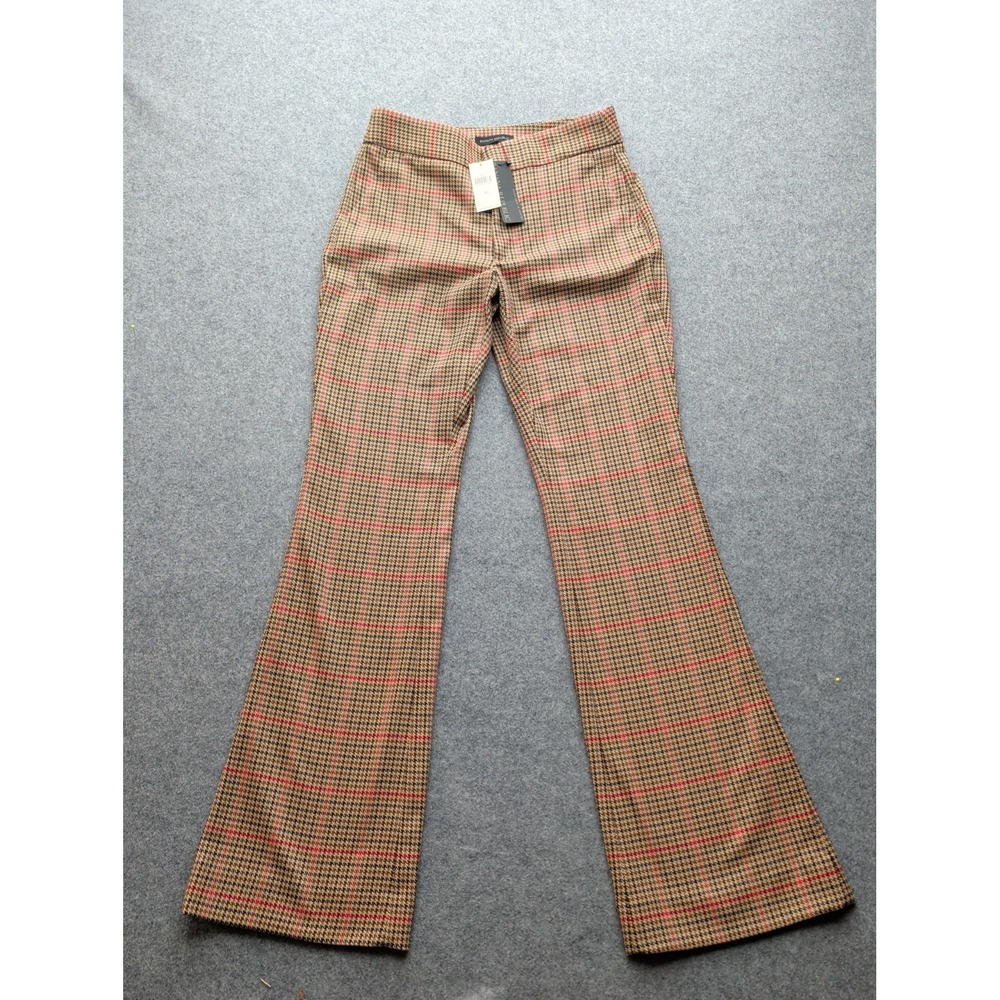 NWT Banana Republic Women's Houndstooth Trousers Flare Highrise Multi Color 4Reg